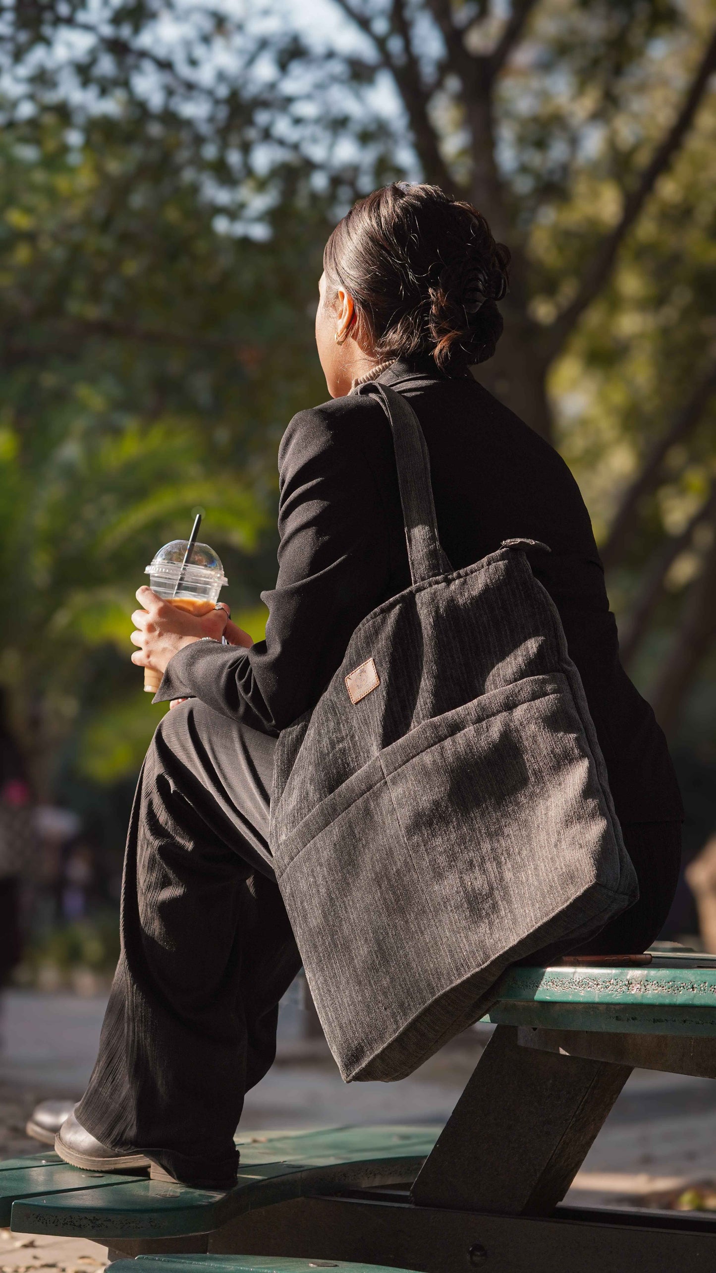Grey Corduroy Tote - Premium Double Pocket Design - Tote Baggs