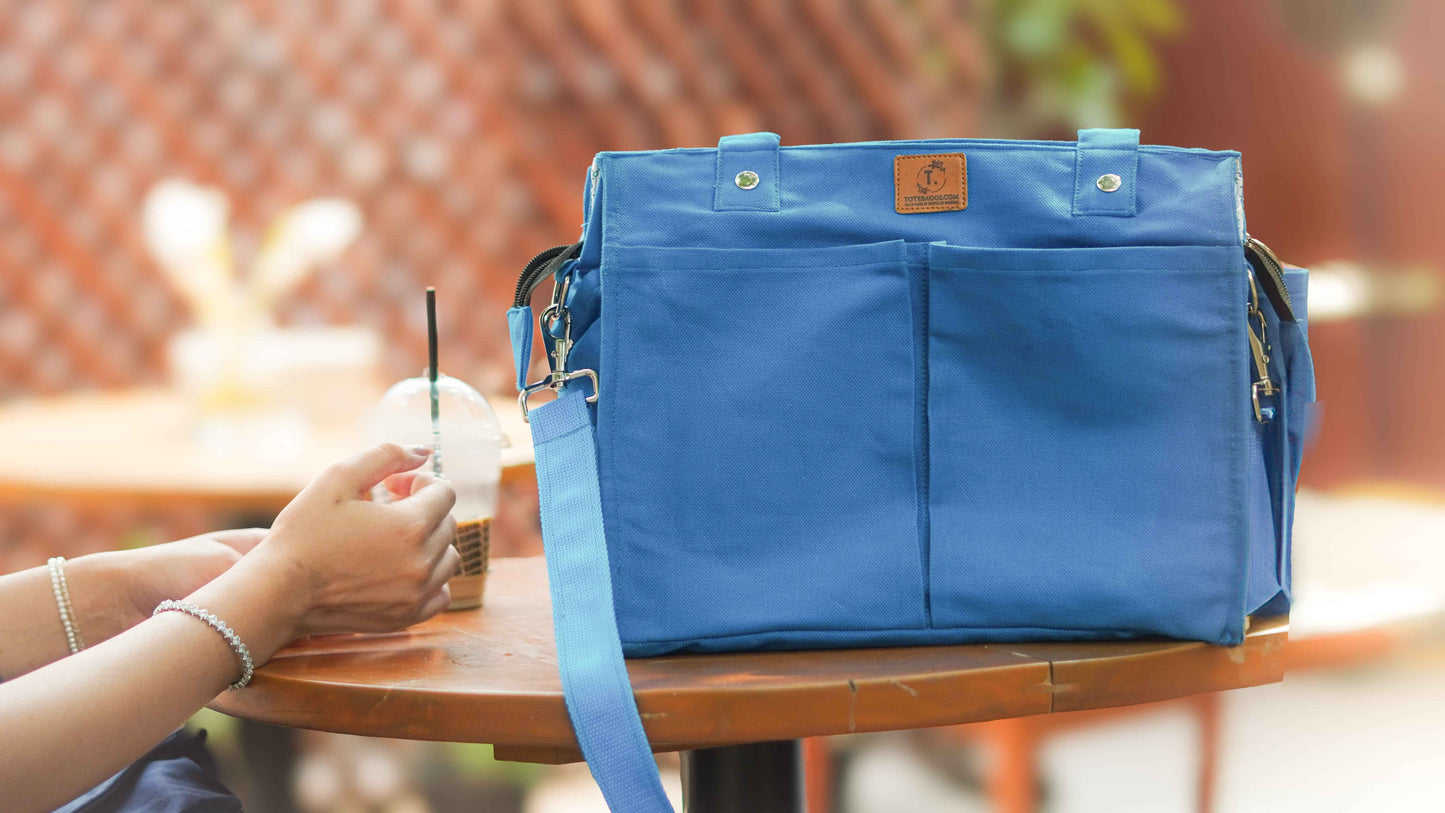 Multi-Pocket Cross-body Tote - Minimalist, Functional - Tote Baggs