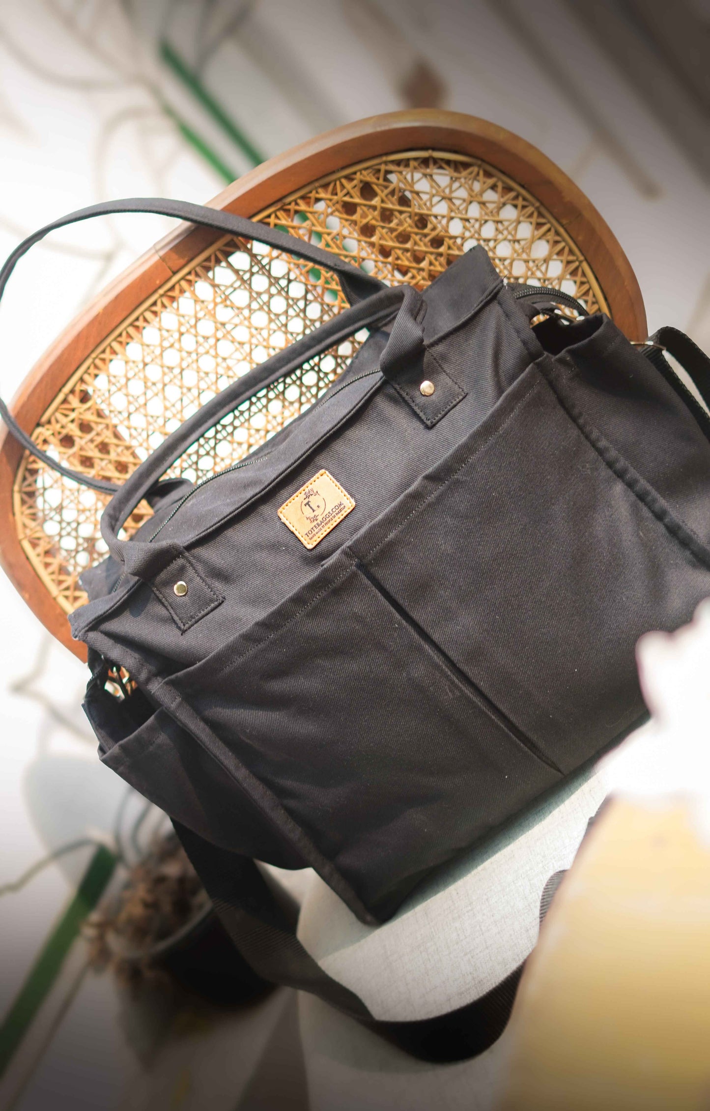 Multi-Pocket Cross-body Tote - Minimalist, Functional - Tote Baggs