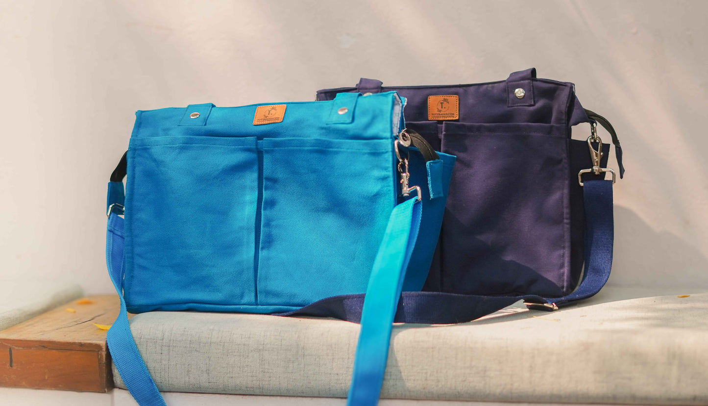 Multi-Pocket Cross-body Tote - Minimalist, Functional - Tote Baggs