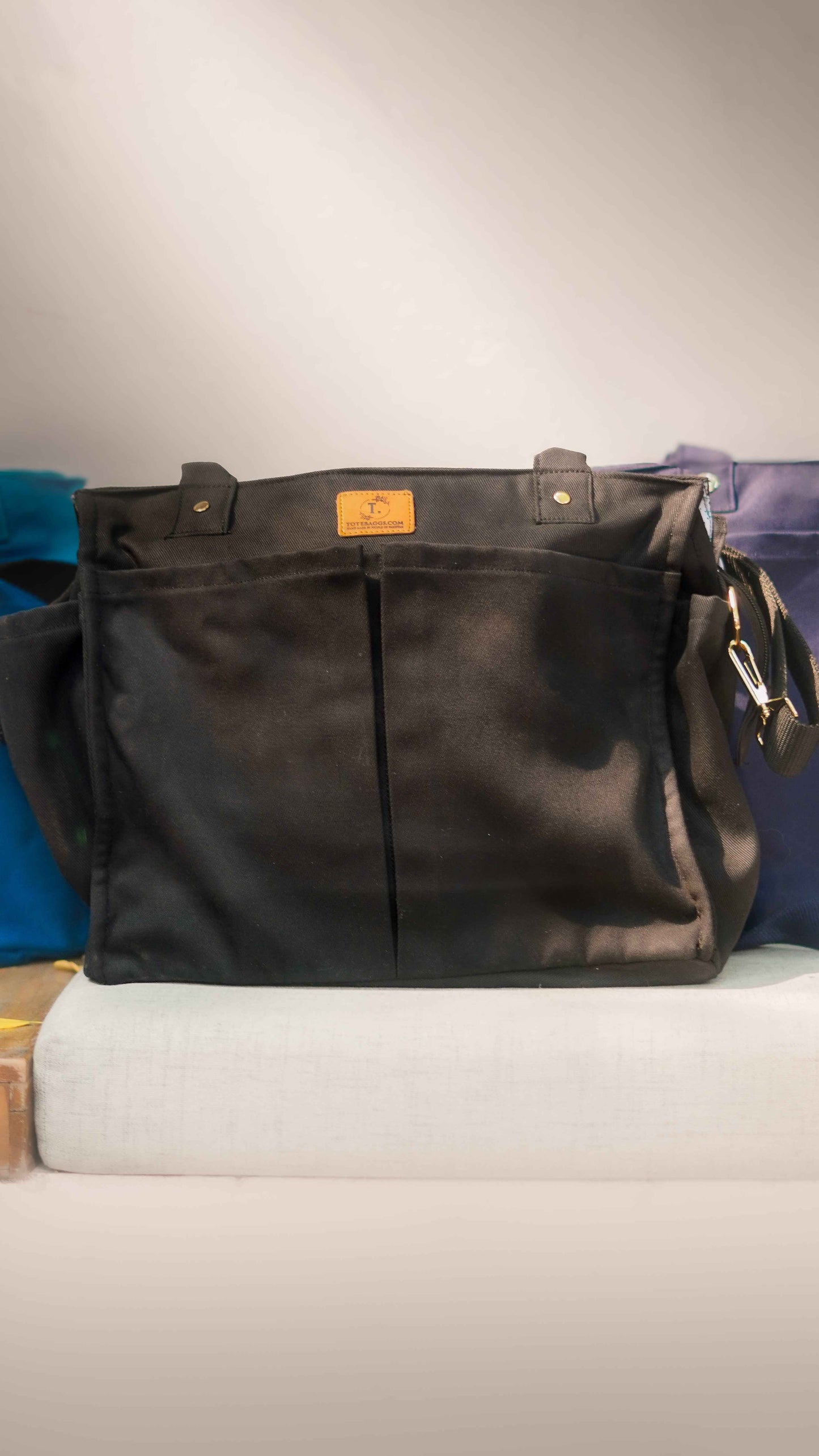 Multi-Pocket Cross-body Tote - Minimalist, Functional - Tote Baggs