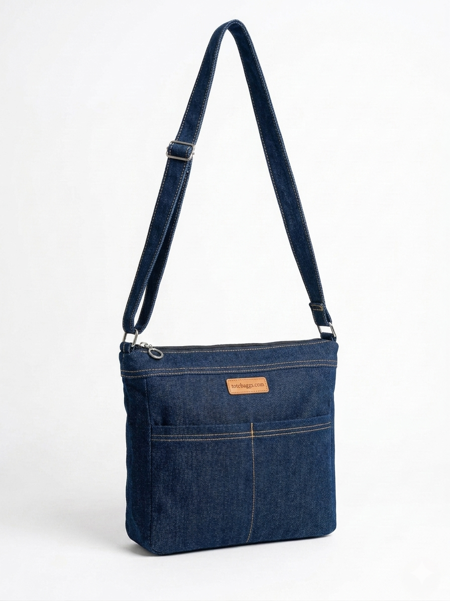 Unisex Premium Raw Denim Crossbody Bag – Minimalist Everyday Messenger