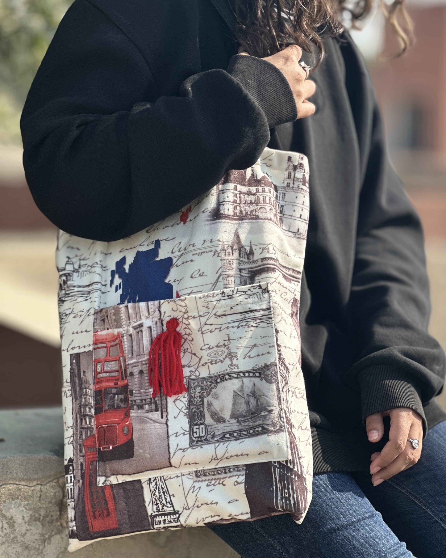 Handmade London Tote Bag ā Unique Digital Print Design - Tote Baggs