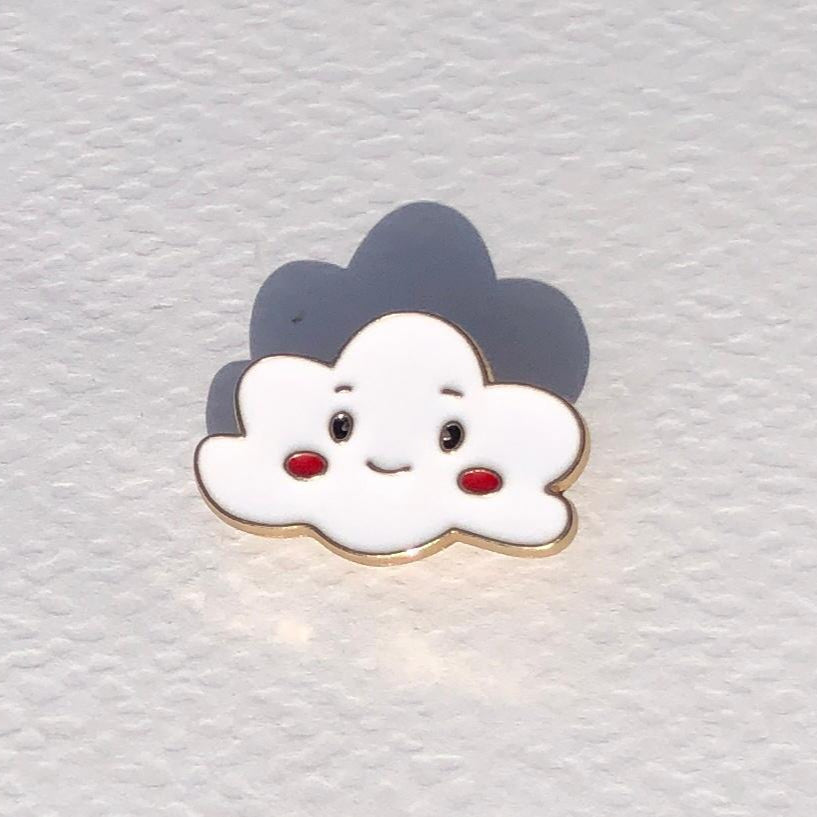 Cloud-shaped character with a happy expression on a textured white background