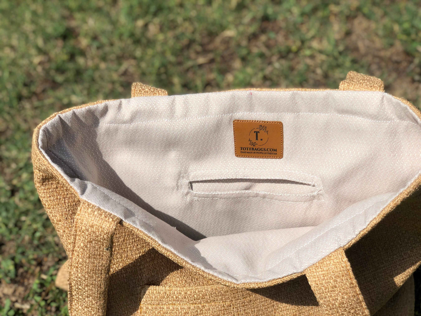 Handmade Golden Tote Bag -Cat Embroidery - Tote Baggs