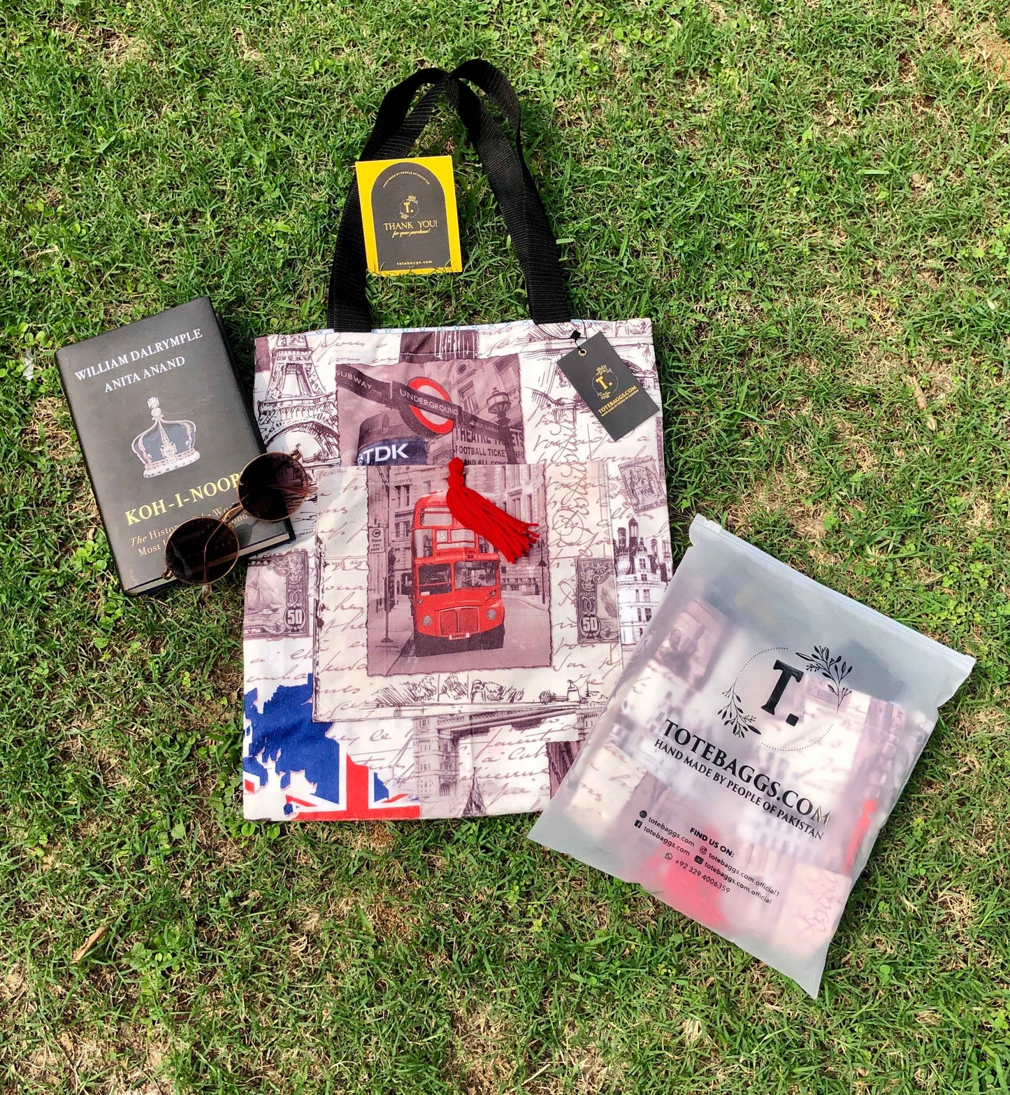 Handmade London Tote Bag ā Unique Digital Print Design - Tote Baggs