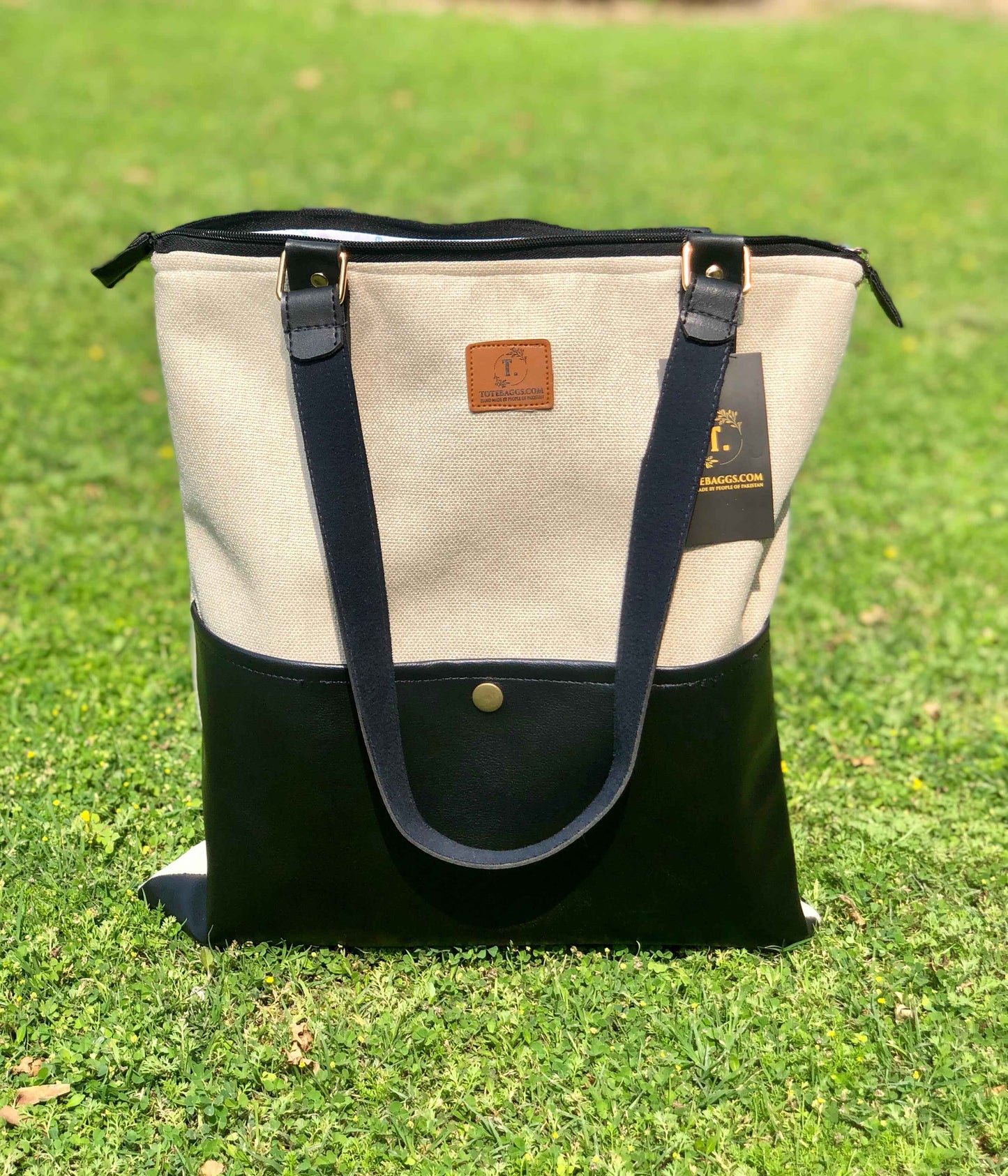 Leather Tote Bag with Zipper -(3 Colors Available) - Tote Baggs