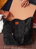 Canvas tote bag with zipper and two pockets available in black, navy, sand grey and maroon