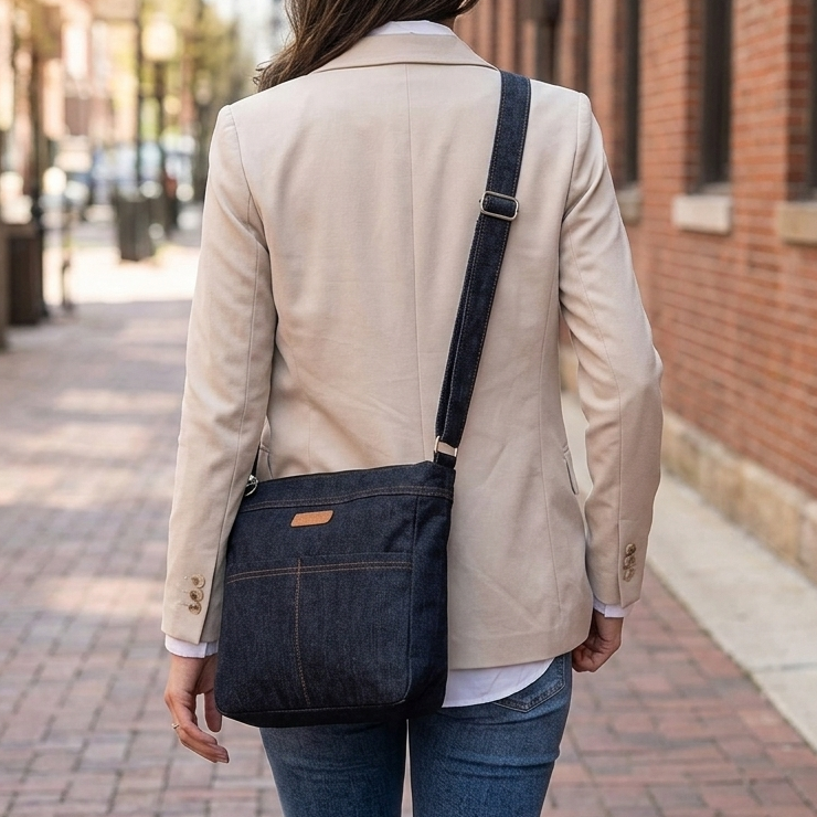 Unisex Premium Raw Denim Crossbody Bag – Minimalist Everyday Messenger