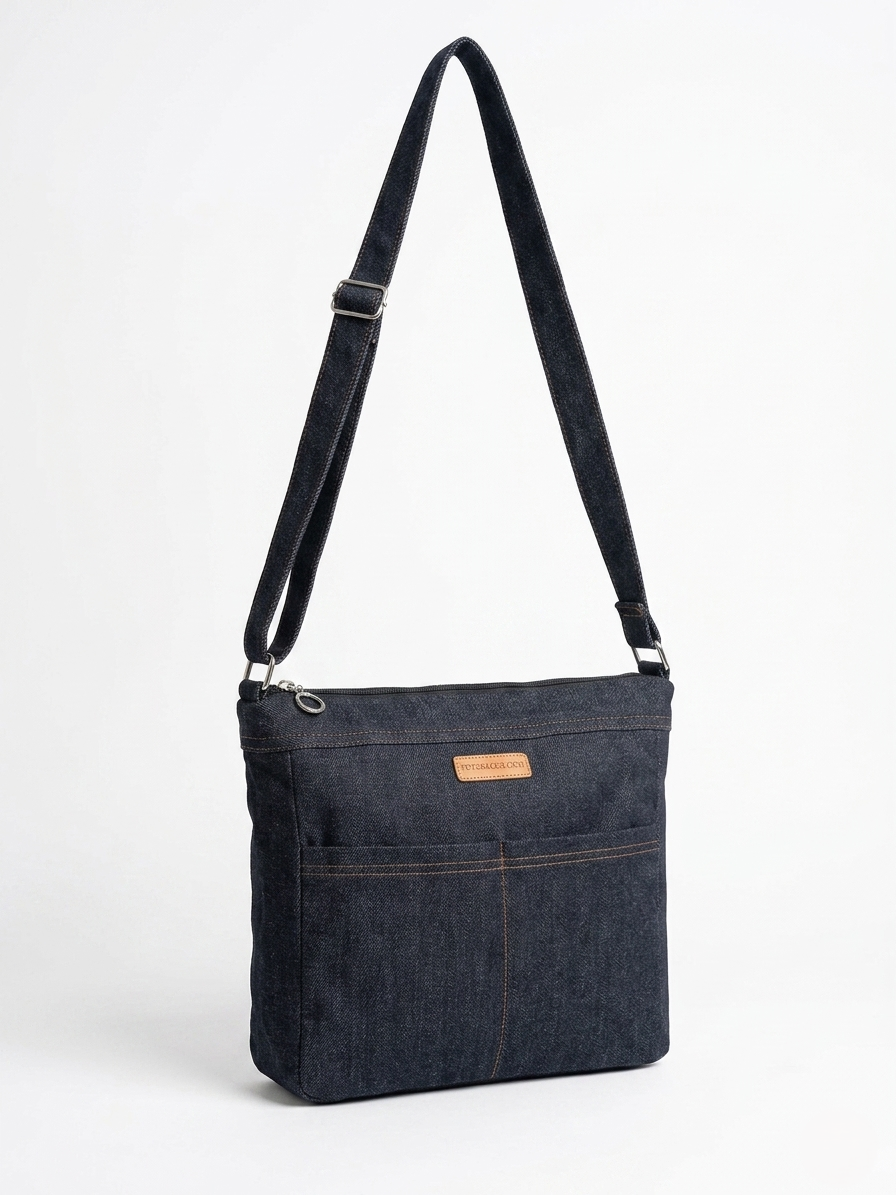 Unisex Premium Raw Denim Crossbody Bag – Minimalist Everyday Messenger