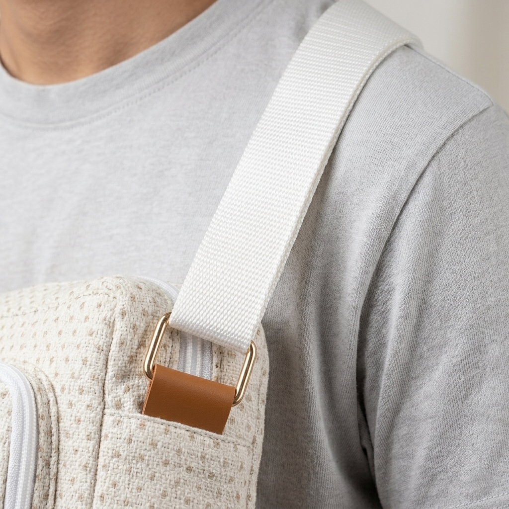 Handcrafted Cream Tweed Crossbody Bag