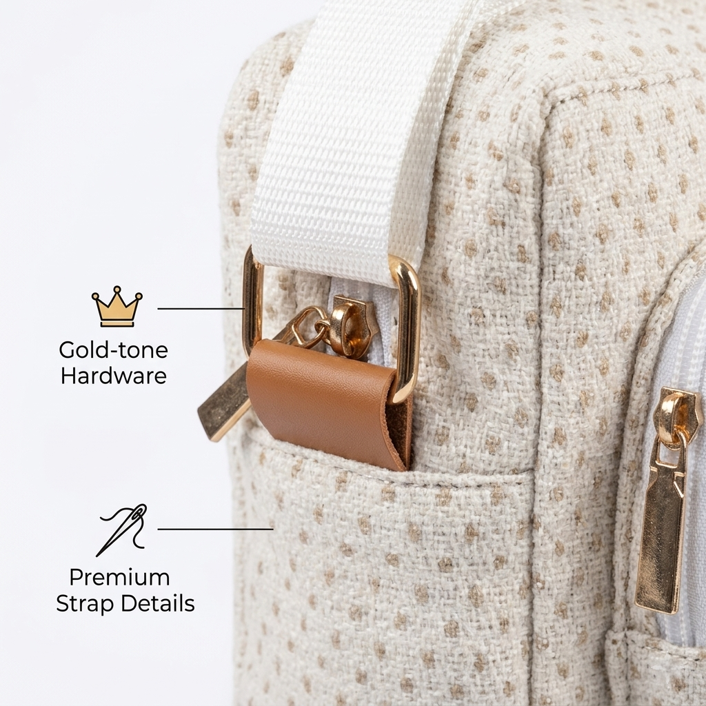 Handcrafted Cream Tweed Crossbody Bag