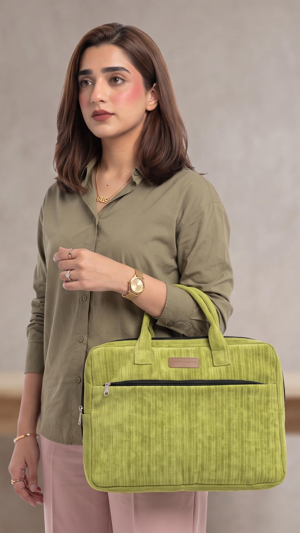 Lime Corduroy Sleeve
