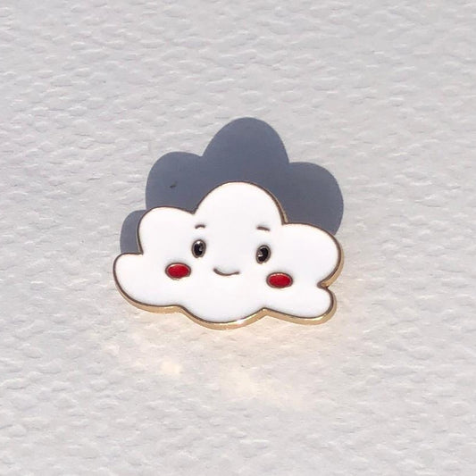 Cloud-shaped character with a happy expression on a textured white background