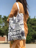 Handmade Newspaper Tote Bag - Unique Digital Print Design - Tote Baggs