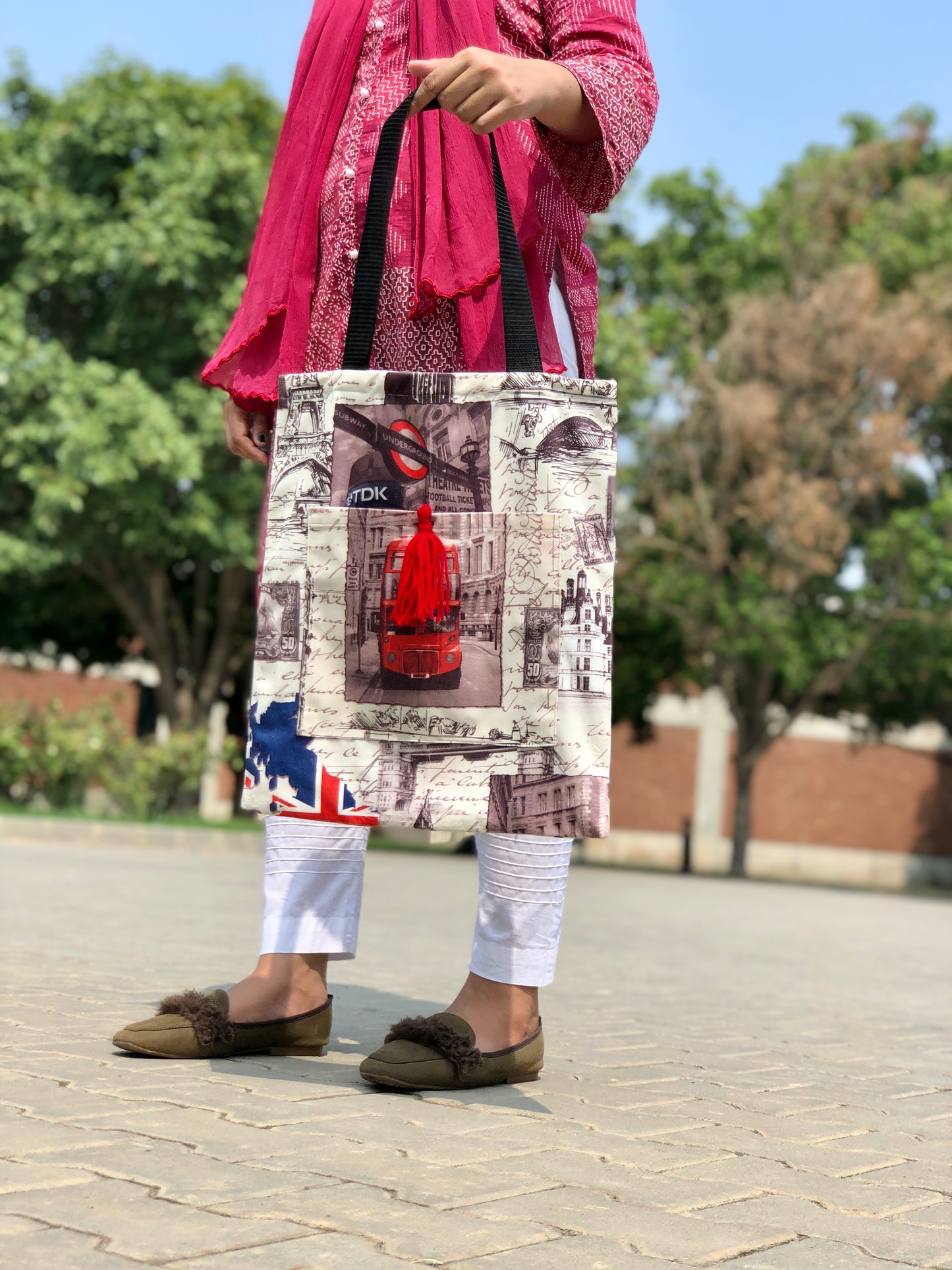 Handmade Digital Print London Tote Bag