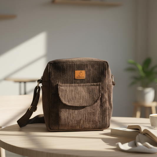 Brown Corduroy Messenger Bag – Everyday Style