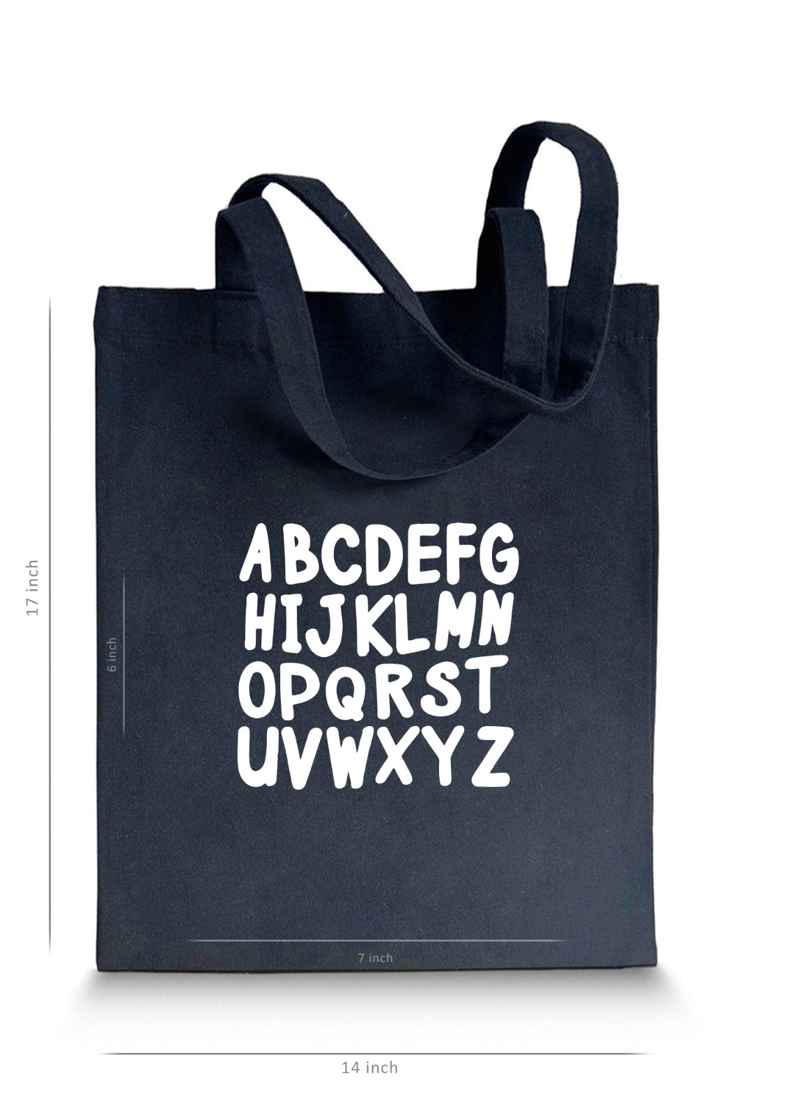 Black Printed Tote Bag  -  A-Z Letters