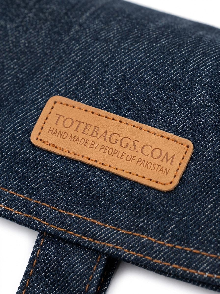 Classic Double Pocket Denim Messenger Bag