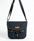Classic Double Pocket Denim Messenger Bag